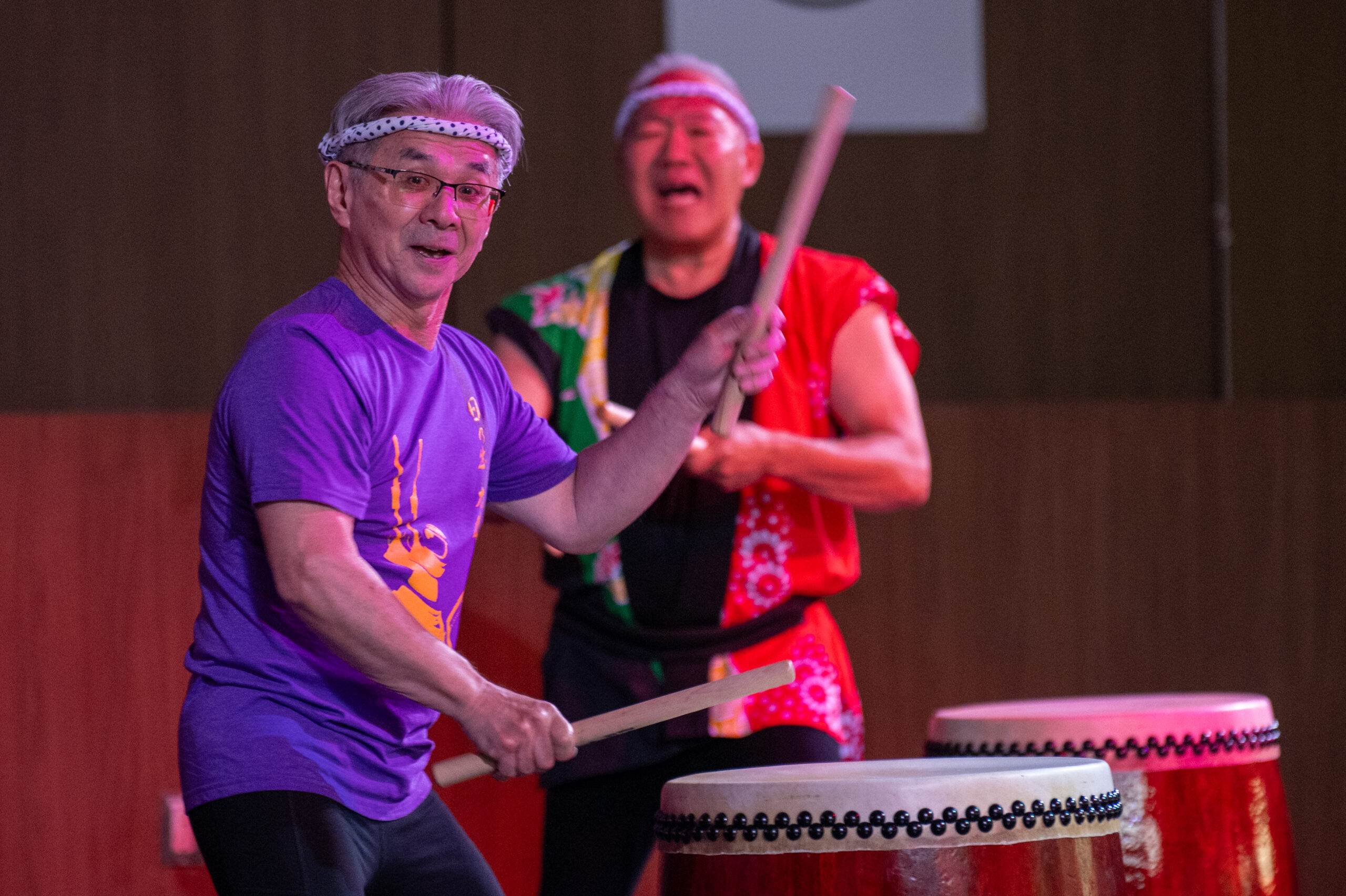 Japanese traditional drummers performing
